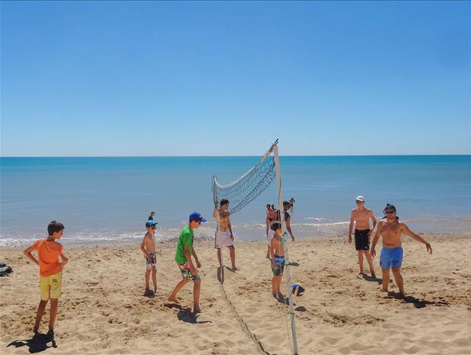 Beachvolleyballspiel in Saint Hilaire de Riez