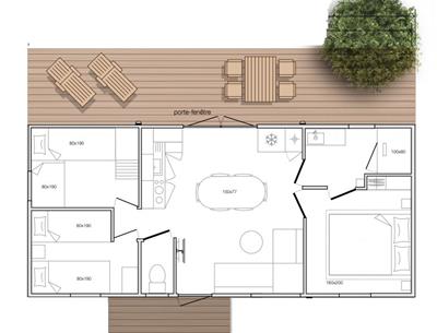 Cottage Terrasse und Spa 6 Personen 3 Schlafzimmer 1 Badezimmer