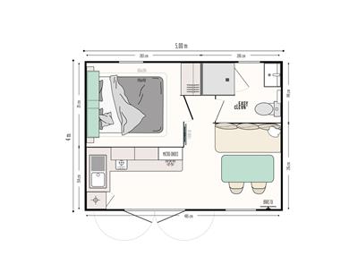 Grundriss des Ferienhauses Cahita Riviera 2 Personen 4 Blumen von IRM 